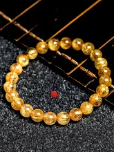 ブラジル産天然金髪タイチンクオーツブレスレット【男女兼用・黄色水晶・ハンドメイド】