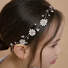 手作りの小雛菊ヘアバンド【子供用・金色の装飾・夏のドレスアクセサリー】