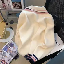 秋冬用の学院風ポロニットカーディガン【女子中高生向け・二重仕立て・カジュアル】（セットアップ対応）
