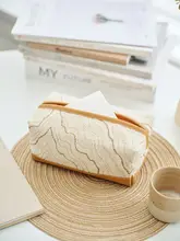 オレンジ色の高級感あるペーパーナプキンボックス【デスク収納用・軽奢スタイル】