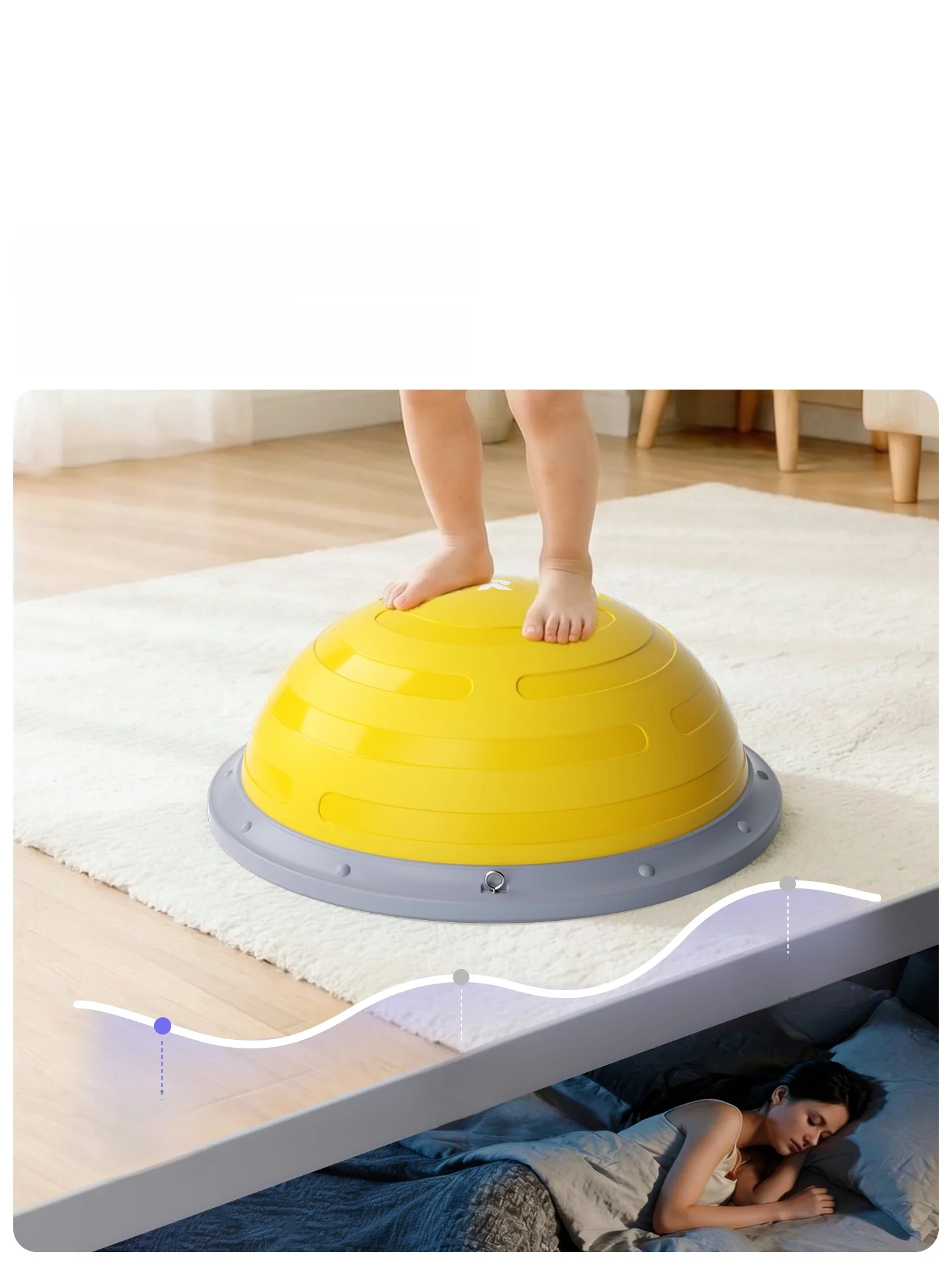 RUNWE半円型バランスボール：0歳児親子のふれあい遊びに最適な感覚統合トレーニングツール
