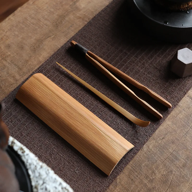 竹製茶道具セット：復古スタイルの茶則・茶針・茶拨を含む全品揃え