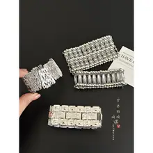 ブレスレット バングル アームバンド レディース ゴージャス キュービックジルコニア ジオメトリック ワイド ストレッチ インスタ映え 個性的 ファッショナブル