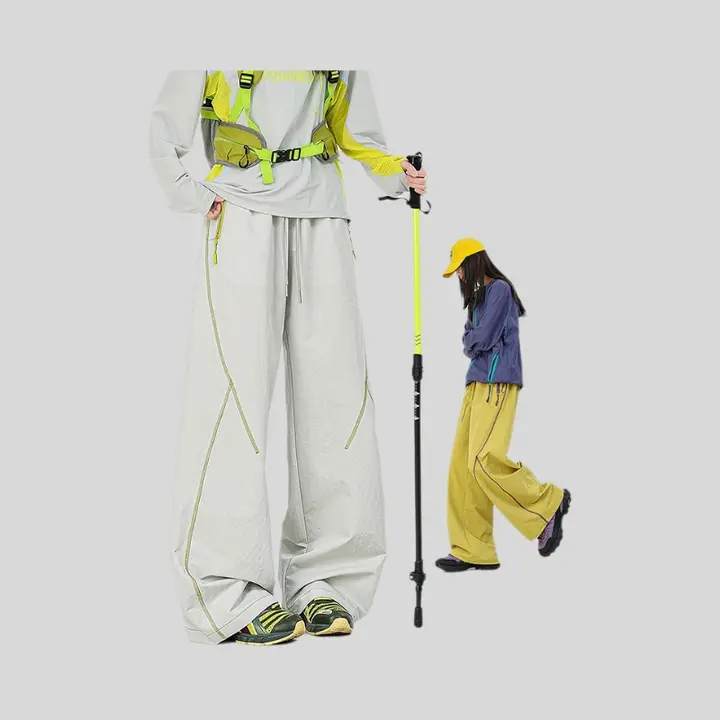 撥水加工のカラーブロック・ストレッチアウターパンツ【男女兼用・春夏用・防風・登山用】