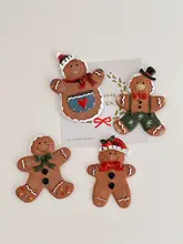 クリスマスジンジャーブレッドマン マグネット【手描きの飾り・冷蔵庫用・季節のデコレーション・カード付き】
