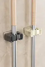 穴あけ不要モップ壁掛けホルダー【バスルーム・掃除道具収納】