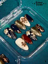 昭和レトロデザイン 高級ハンドメイド ネイルチップ【着 用タイプ】