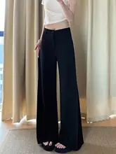 ブラックワイドパンツ【ハイウエスト・フィット・秋冬用】（セットアップ対応）