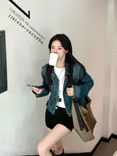 秋用レディースヴィンテージデニムジャケット【ショート丈・韓国風・小柄対応】