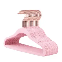 子供用植毛ハンガー【防滑デザイン・ピンクゴールドフック・滑りにくい】