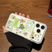 春夏向け 柚子の葉デザインウサギ iPhone用透明シリコンケース【可愛いデザイン】（セットアップ対応）