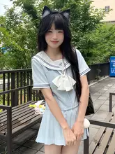 可愛いデザイン！海塩ウサギのウエストシェイプJK制服セーラー服【短袖・夏用】（セットアップ対応）