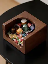 カプセル収納ケース ブラックウォールナット 無垢材 コーヒー豆 キャンディ 卓上 カフェコーナー インテリア 上品