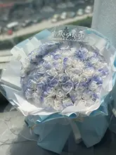 造花のソープフラワーブーケ【アイスブルー薔薇・誕生日・実用的ギフト】