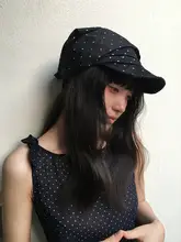 ターバンキャップ プリーツ 水玉 結び紐 小顔効果 インスタ映え ヴィンテージ 着回し