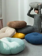 M.Life 北欧スタイル円形クッション【コットンリネン・厚手・バルコニーや窓際用】