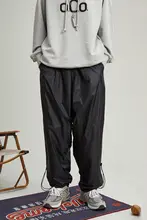 ナイロン製 裏起毛 両面着用可能な メンズストレートスリムパンツ【ウエストゴム・スポーツ・カジュアル】