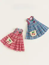 夏用コットン女児用ワンピース【ストロベリーチェック・タンクトップスタイル・ビーチ用】