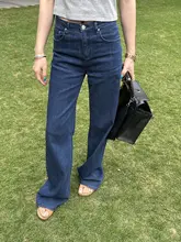 レディース ヴィンテージ風デニムパンツ【ブルー・ワイドフィット・ストレート】（セットアップ対応）