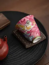 中華風 敦煌飛天デザインの高級ティーカップ【エナメル彩・個人用・功夫茶具】