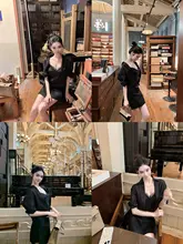 ハイウエストスカーチョ【女性用・細見え・レッグライン美脚・2色展開・スリット入り】
