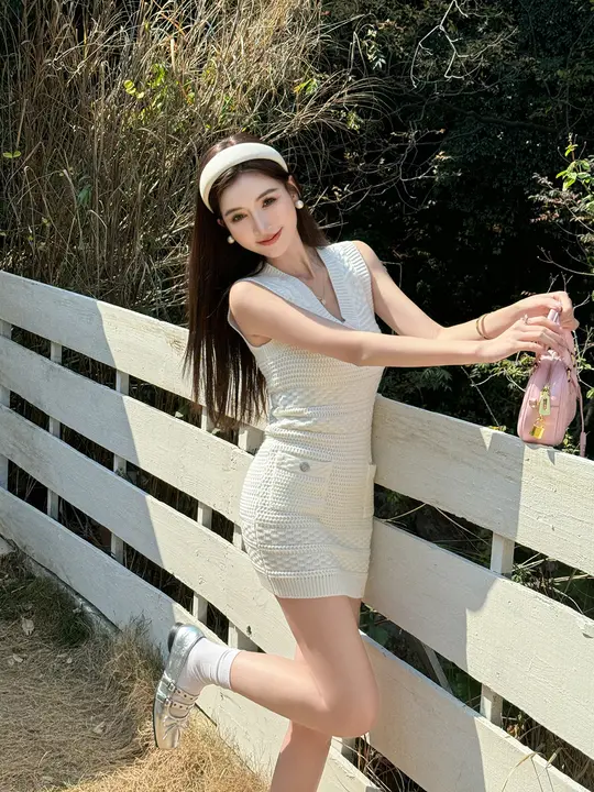 春秋にぴったりなVネック小香風ニットタイトスカート【極上の柔らかさ・フィット感】（セットアップ対応）