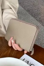 真皮製 レディースショートラウンドファスナー財布【カードポケット付き・二合一デザイン】（セットアップ対応）