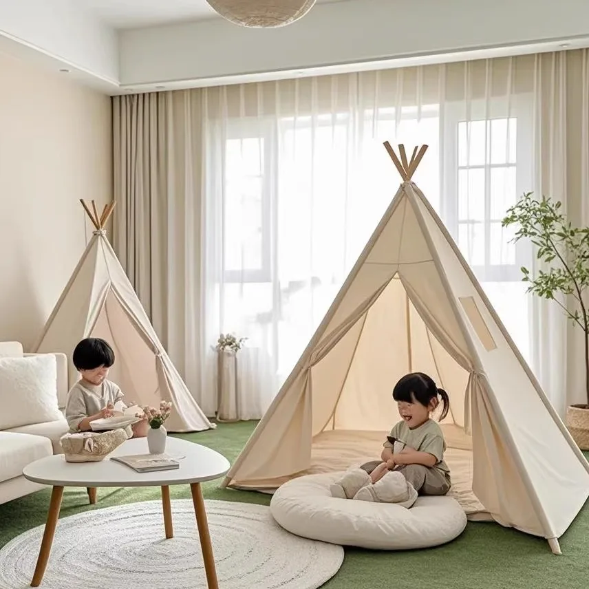 子供用三角テント：10月キャンプで安全に使えるピクニックブランケット付きの便携型テント