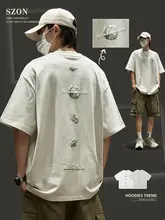 若者向けトレンドセンスのプリントTシャツ【ゆったりしたフィット・夏用・クルーネック】