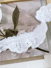 ロリータ風 コットン製 襟袖レース装飾用フリル生地【手作りDIY・スカート用・透かしデザイン】