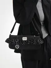 ドット柄フリルデザインのショルダーバッグ【トート・斜め掛け対応】
