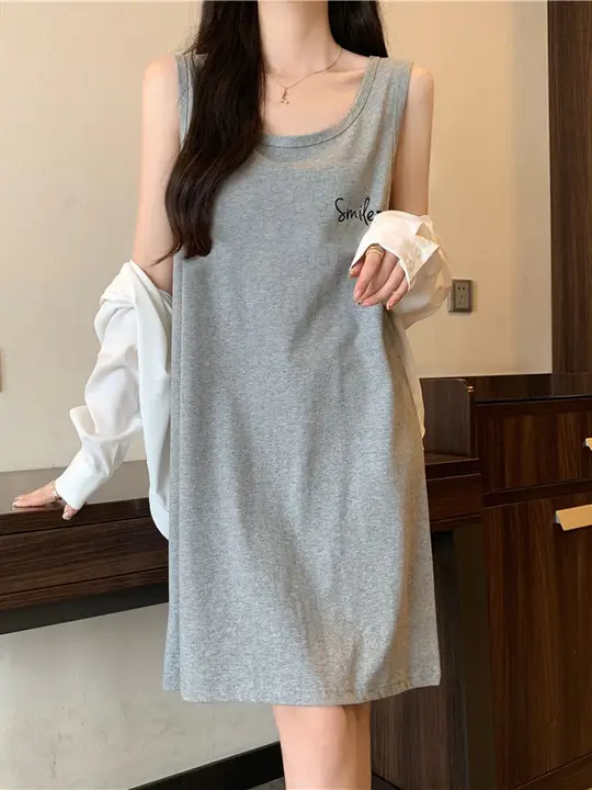 綿100%の可愛いノースリーブワンピース【中長丈・ウェア】