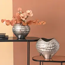 インド製 シルバー鍛造デザインフラワーベース【リビング・玄関用・装飾アイテム】