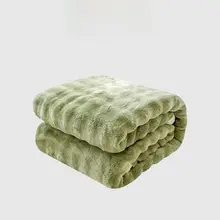 極上の柔らかさのウサギ毛ロングブランケット【秋冬用・厚手・保温効果】