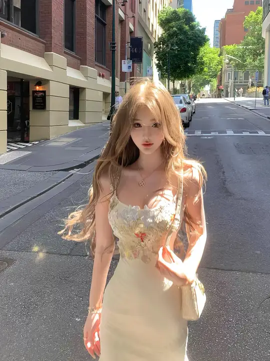 デザイン性のあるレースキャミソールマーメイドロングドレス【春用・フィット感・ウエストシェイプ】