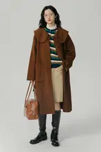 レトロ大翻領ダブルフェイスコート【秋冬用・ゆったりフィット・中長丈】