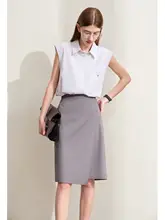 通勤風 アップリケ刺繍入り フィット感のあるタイトスカート【女性用・夏季・ミディ丈】（セットアップ対応）
