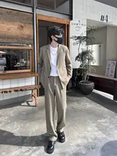 スタイリッシュな秋冬向けメンズスーツ【韓国風・スリムフィット・ビジネスカジュアル・極簡デザイン】（セットアップ対応）