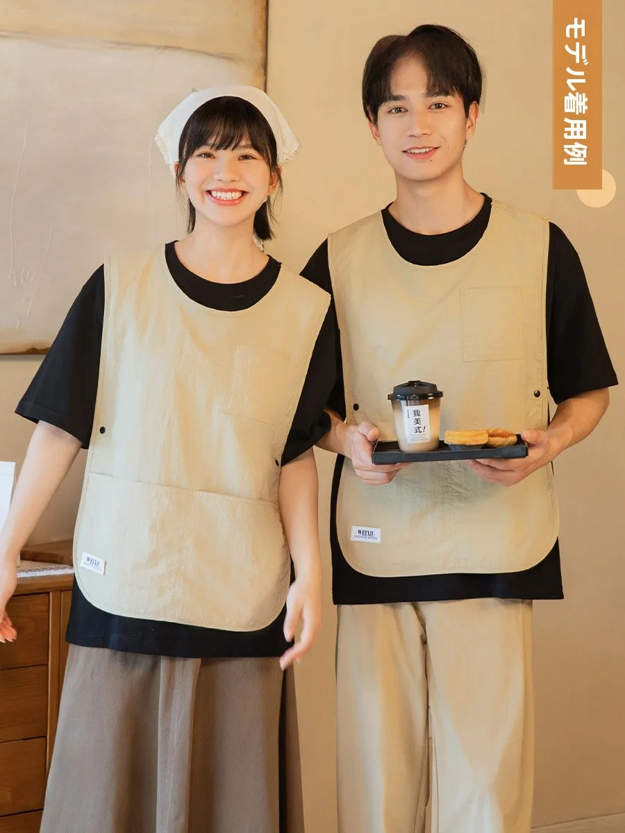 防水機能付きカフェ用エプロンベスト：業務用女性スタッフ向けの油汚れ対策