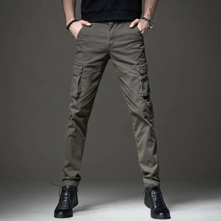 秋季 メンズカモフラージュ工装パンツ【ストレッチ・スリムフィット・多ポケット】（セットアップ対応）