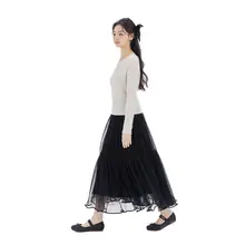 大きめフレアスカート【優雅なシフォン・春夏用・ウエストゴム】
