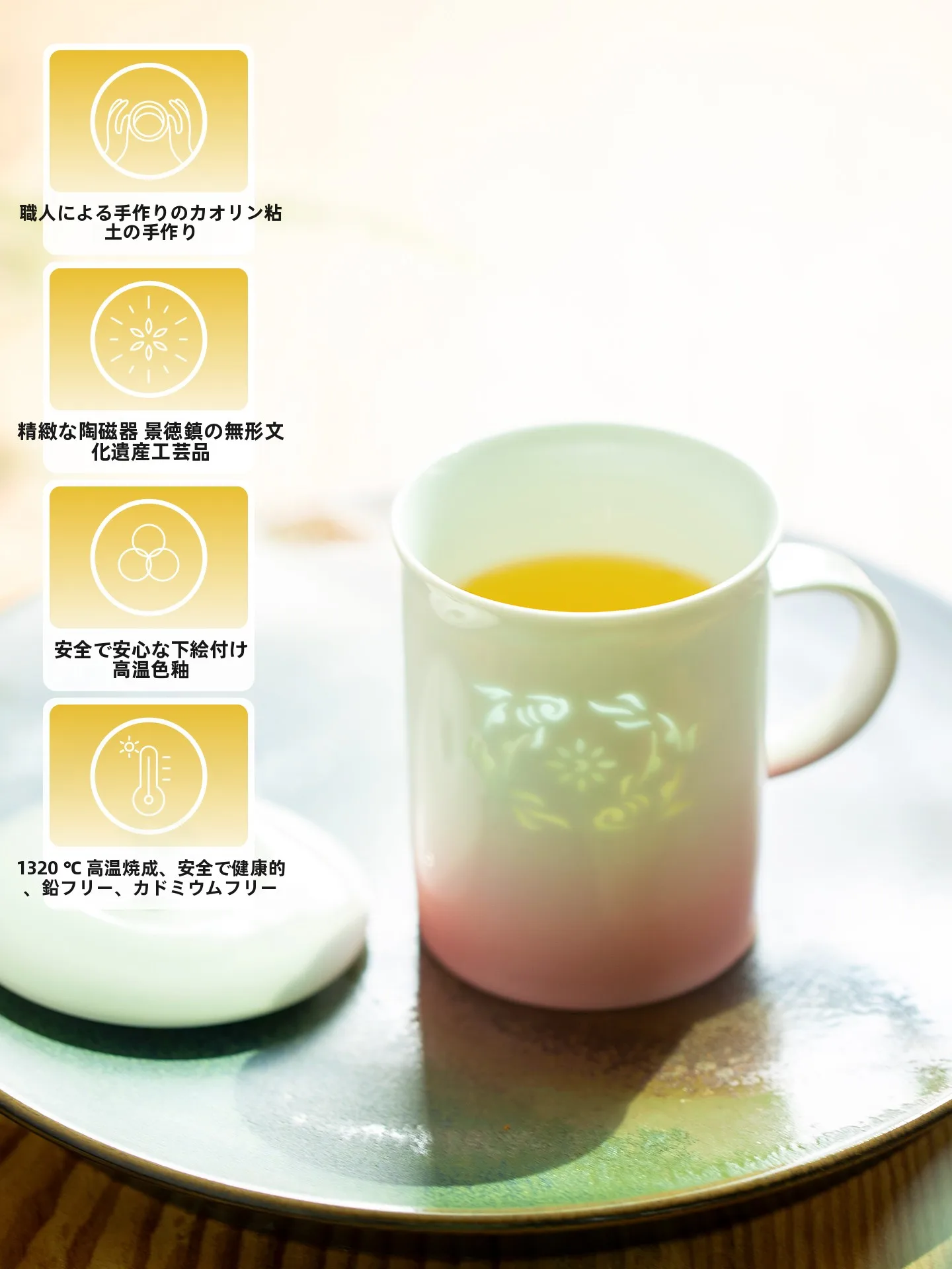 写真入りマグカップ 陶製錦鯉デザイン ペアカップ オフィ  ス用 ギフト向け