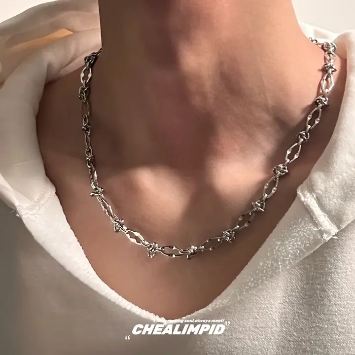 CHEALIMPID タイタンスチール製 ジョイントデザインのストリートスタイルネックレス【ユニセックス・ヒップホップ】