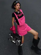 ヴィンテージ風ハイストリートパンツ【多ポケット・サロペットデザイン・女性用】（セットアップ対応）
