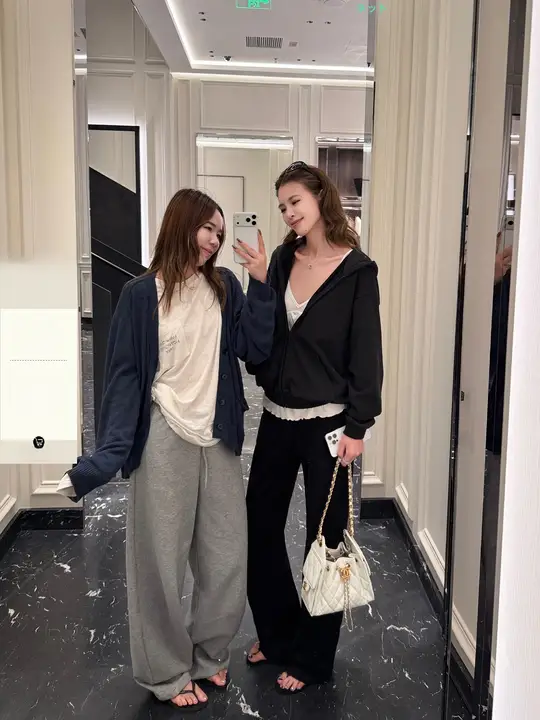 快適な混紡コットン製フィットパンツ【脚口調整可能・女性用・スリムデザイン】