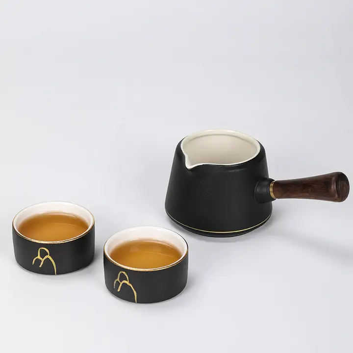 中式復古デザインの茶器セット【陶器・家庭用・高級ハンドルカップ・分茶器】