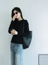 レディース 薄手 長袖 Tシャツ【スリムフィット・単色・通勤用・霧がかった青・ブラック】
