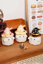 ユニークなデザインの蓋付き陶器マグカップ【家庭用・ハロウィンギフト・高いデザイン性】