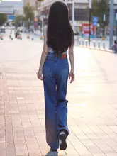 ワイドパンツ ハイウエスト ルーズ 青色 ソフト 夏 ルーツ スリム
