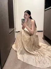 セットアップ 2点セット レディース ノットデザイン トップス プリーツスカート シャンパンゴールド デザイン性 きれいめ 上品